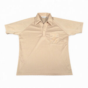 Vintage Resort Ware Polo Shirt Adult MEDIUM Brown Sparkle Pin Dot Disco 70s